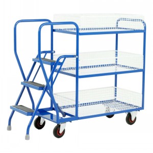 Mobile Steps Tray Trolley 3 Tread 3 Tier